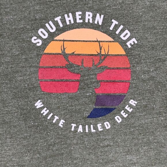 Southern Tide‎ Shirt Mens Medium Green Textured Long Sleeve Crew Neck Graphics - Picture 2 of 7